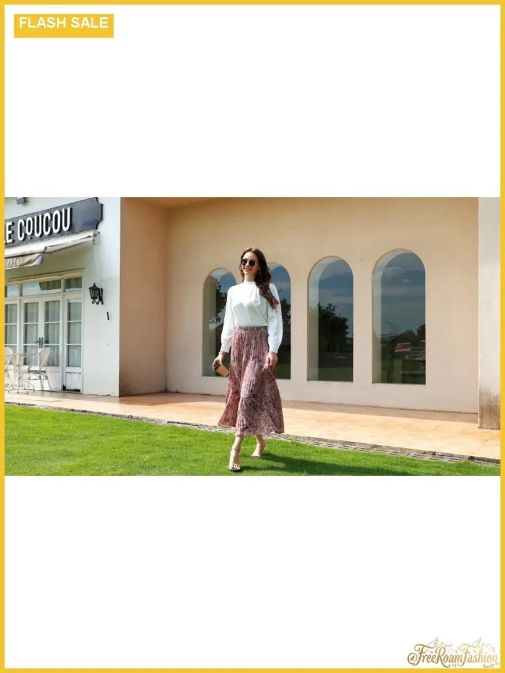 Women's Chiffon Flowy Maxi Skirt Boho Elastic Waisted Pleated A-Line